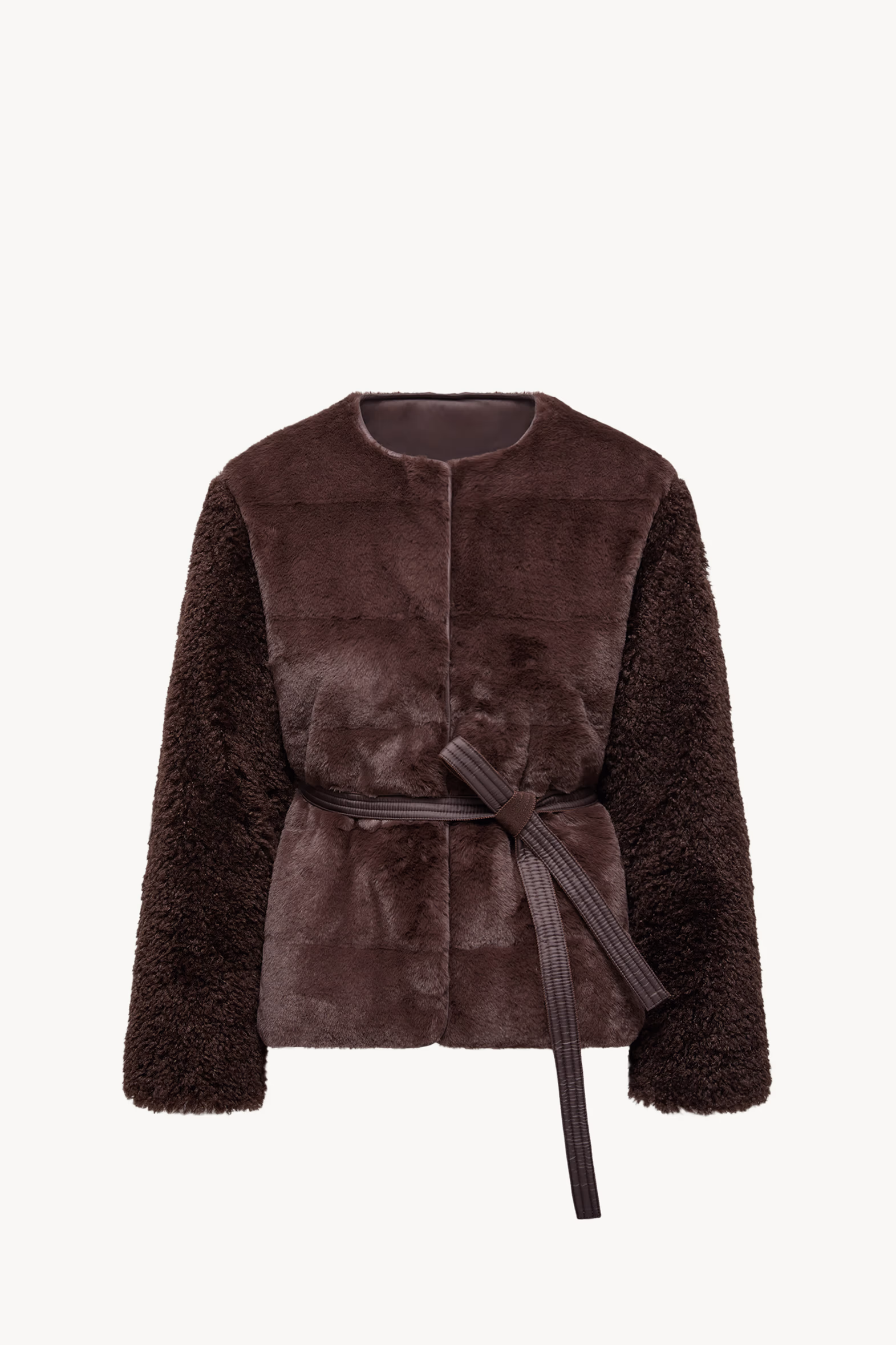 Doudoune courte en matière synthétique et teddy Jouillat Femmes Marron Foncé Moncler 2